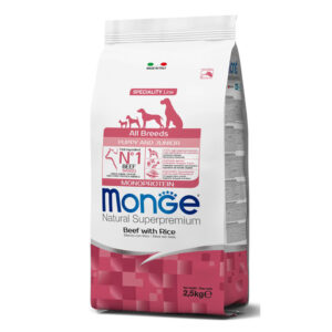 MONGE ALL BREEDS PUPPY & JUNIOR MONOPROTEICO MANZO CON RISO 12 KG