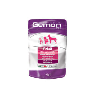 GEMON UMIDO CANE ADULT BOCCONCINI CON MANZO E PROSCIUTTO BUSTA 100 GR