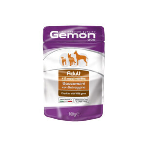 GEMON UMIDO CANE ADULT BOCCONCINI CON SELVAGGINA BUSTA 100 GR