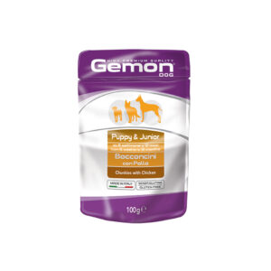 GEMON UMIDO CANE PUPPY & JUNIOR BOCCONCINI CON POLLO BUSTINA 100 GR