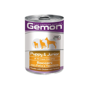 GEMON UMIDO CANE PUPPY & JUNIOR ALL BREEDS BOCCONI CON POLLO E TACCHINO 415 GR
