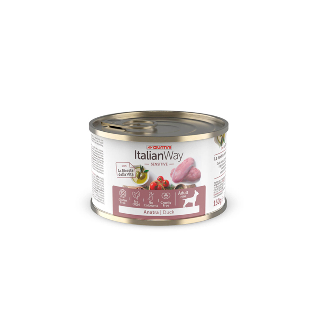 ITALIAN WAY UMIDO CANE ADULT MINI SENSI ANATRA 150 GR