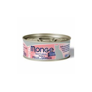 MONGE UMIDO GATTO NATURAL TONNO E POLLO CON GAMBERI 80 GR