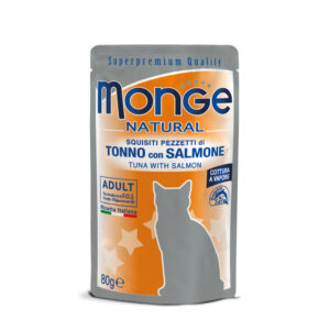 MONGE UMIDO GATTO NATURAL BUSTE PEZZETTI TONNO CON SALMONE 80 GR