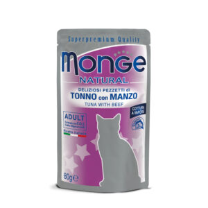 MONGE UMIDO GATTO NATURAL BUSTE PEZZETTI TONNO CON MANZO 80 GR