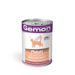 GEMON UMIDO GATTO ADULT BOCCONCINI CON SALMONE E GAMBERETTI 415 GR