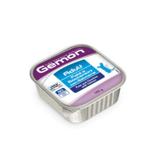 GEMON UMIDO GATTO PATE E BOCCONCINI CON SALMONE VASCHETTA 100 GR