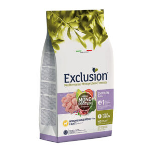 EXCLUSION MEDITERRANEO MONOPROTEICO CANE ADULT MEDIUM BREED LIGHT 3 KG