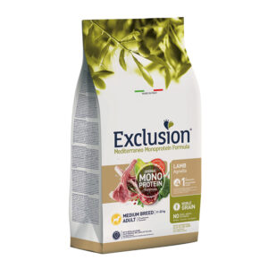 EXCLUSION MEDITERRANEO MONOPROTEICO CANE ADULT MEDIUM BREED AGNELLO 12 KG