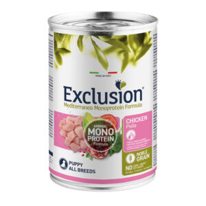 EXCLUSION MEDITERRANEO MONOPROTEICO UMIDO CANE PUPPY ALL BREEDS POLLO 400 GR