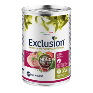 EXCLUSION MEDITERRANEO MONOPROTEICO UMIDO CANE ADULT ALL BREEDS VITELLO 400 GR