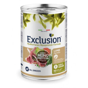 EXCLUSION MEDITERRANEO MONOPROTEICO UMIDO CANE ADULT ALL BREEDS AGNELLO 400 GR