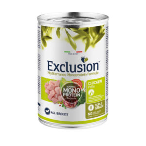 EXCLUSION MEDITERRANEO MONOPROTEICO UMIDO CANE ADULT ALL BREEDS POLLO 400 GR