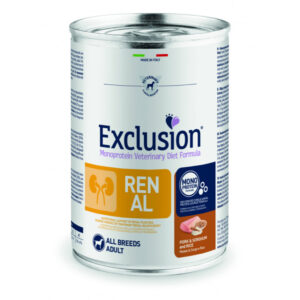 EXCLUSION DIET UMIDO CANE RENAL MAIALE & SORGO E RISO ADULT ALL BREEDS 400 GR
