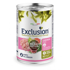EXCLUSION MEDITERRANEO MONOPROTEICO UMIDO CANE PUPPY ALL BREEDS CHICKEN 400 GR