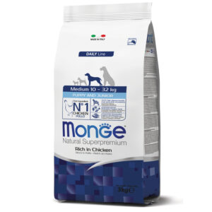MONGE MEDIUM PUPPY & JUNIOR RICCO DI POLLO 3 KG