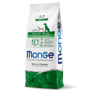 MONGE MAXI PUPPY & JUNIOR RICCO DI POLLO 12 KG