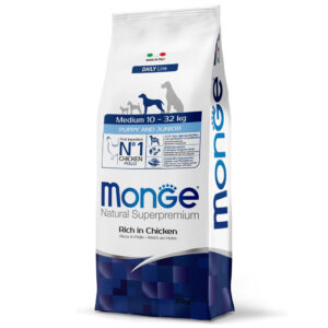 MONGE MEDIUM PUPPY & JUNIOR RICCO DI POLLO 12 KG