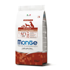 MONGE ALL BREEDS PUPPY & JUNIOR AGNELLO CON RISO 2.5 KG