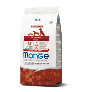 MONGE ALL BREEDS ADULT MONOPROTEICO AGNELLO CON RISO E PATATE 2.5 KG