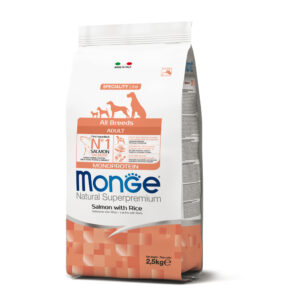 MONGE ALL BREEDS ADULT MONOPROTEICO SALMONE CON RISO 2.5 KG
