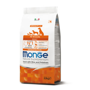 MONGE ALL BREEDS ADULT MONOPROTEICO ANATRA CON RISO E PATATE 2.5 KG