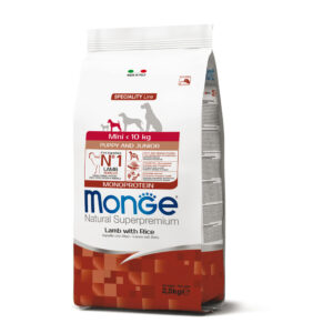 MONGE MINI PUPPY & JUNIOR MONOPROTEICO AGNELLO CON RISO 2.5 KG