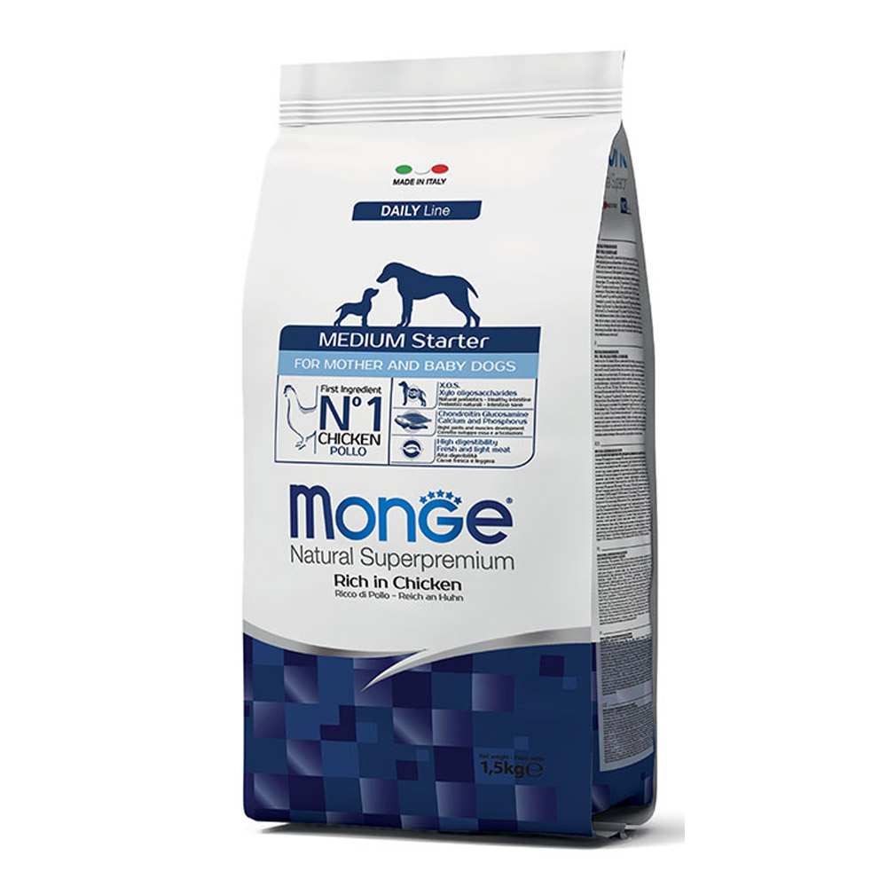 MONGE MEDIUM STARTER RICCO DI POLLO 1,5 KG