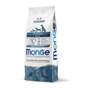 MONGE ALL BREEDS ADULT MONOPROTEICO TROTA CON RISO E PATATE 12 KG