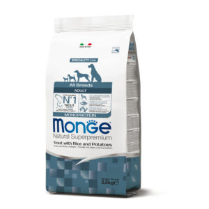 MONGE ALL BREEDS ADULT MONOPROTEICO TROTA CON RISO E PATATE 2.5 KG