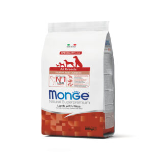 MONGE ALL BREEDS PUPPY & JUNIOR AGNELLO CON RISO 800 GR