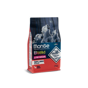 MONGE BWILD LOW GRAIN ALL BREEDS PUPPY & JUNIOR CERVO 2.5 KG