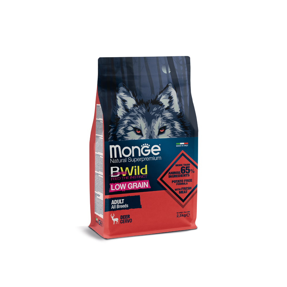 MONGE BWILD LOW GRAIN ALL BREEDS ADULT CERVO 2,5 KG