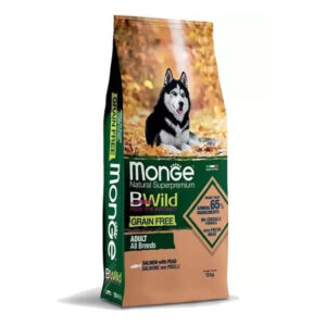 MONGE BWILD GRAIN FREE ALL BREEDS ADULT SALMONE CON PISELLI 12 KG