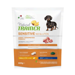 NATURAL TRAINER SENSITIVE ADULT SMALL & TOY NO GLUTEN MAIALE 800 GR