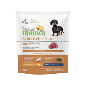 NATURAL TRAINER CANE SENSITIVE ADULT SMALL & TOY NO GLUTEN AGNELLO 800 GR