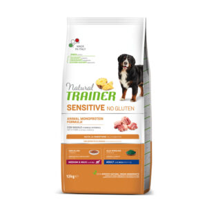 NATURAL TRAINER CANE SENSITIVE ADULT MEDIUM & MAXI NO GLUTEN MAIALE 12 KG