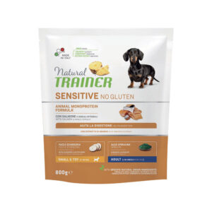 NATURAL TRAINER CANE SENSITIVE ADULT SMALL & TOY NO GLUTEN SALMONE 800 GR