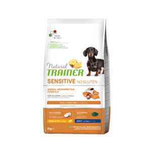 NATURAL TRAINER CANE SENSITIVE ADULT MINI NO GLUTEN SALMONE 7 KG