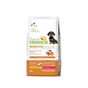 NATURAL TRAINER CANE SENSITIVE PUPPY & JUNIOR SMALL & TOY NO GLUTEN SALMONE 2 KG