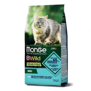 MONGE BWILD GATTO GRAIN FREE MERLUZZO CON PATATE E LENTICCHIE 1.5 KG