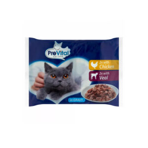 PREVITAL UMIDO GATTO MULTIPACK 2 POLLO + 2 VITELLO 4 X 100 GR