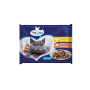 PREVITAL UMIDO GATTO MULTIPACK 2 POLLO + 2 SALMONE 4 X 100 GR