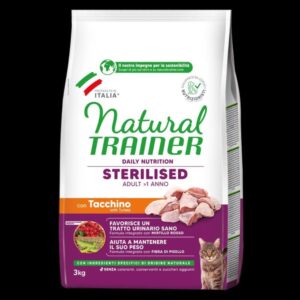 NATURAL TRAINER GATTO ADULT STERILISED TACCHINO 3 KG