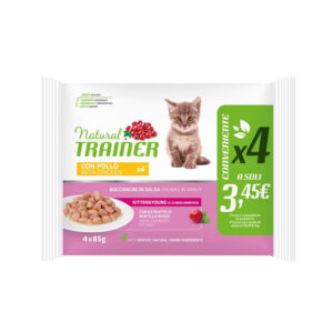 NATURAL TRAINER UMIDO GATTO KITTEN & YOUNG POLLO 4 BUSTINE 85 GR