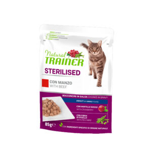 NATURAL TRAINER UMIDO GATTO STERILISED ADULT MANZO 1 BUSTINA 85 GR