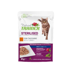 NATURAL TRAINER UMIDO GATTO STERILISED ADULT TACCHINO 1 BUSTINA 85 GR