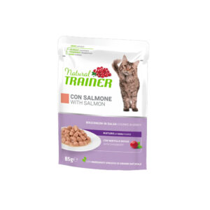 NATURAL TRAINER UMIDO GATTO MATURE SALMONE 1 BUSTINA 85 GR