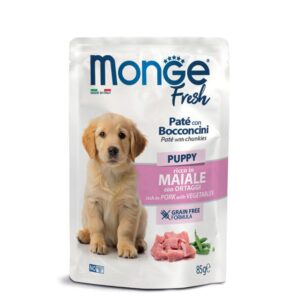 MONGE FRESH UMIDO CANE PATE CON BOCCONI NATURAL PUPPY MAIALE CON ORTAGGI 85 GR