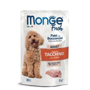 MONGE FRESH UMIDO CANE PATE CON BOCCONI NATURAL ADULT TACCHINO 85 GR